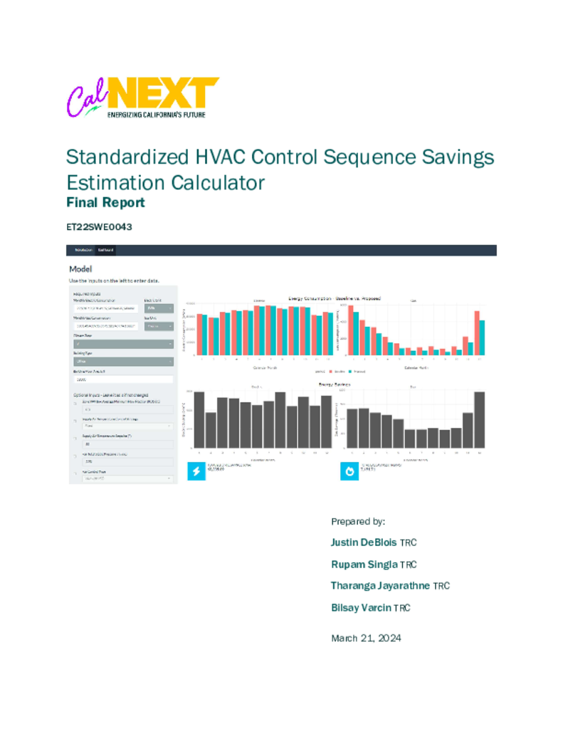 ET22SWE0043 Standardized HVAC Sequence of Operations Savings